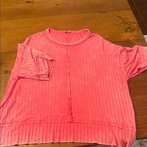 Zenana Outfitters Pink Ribbed Top
